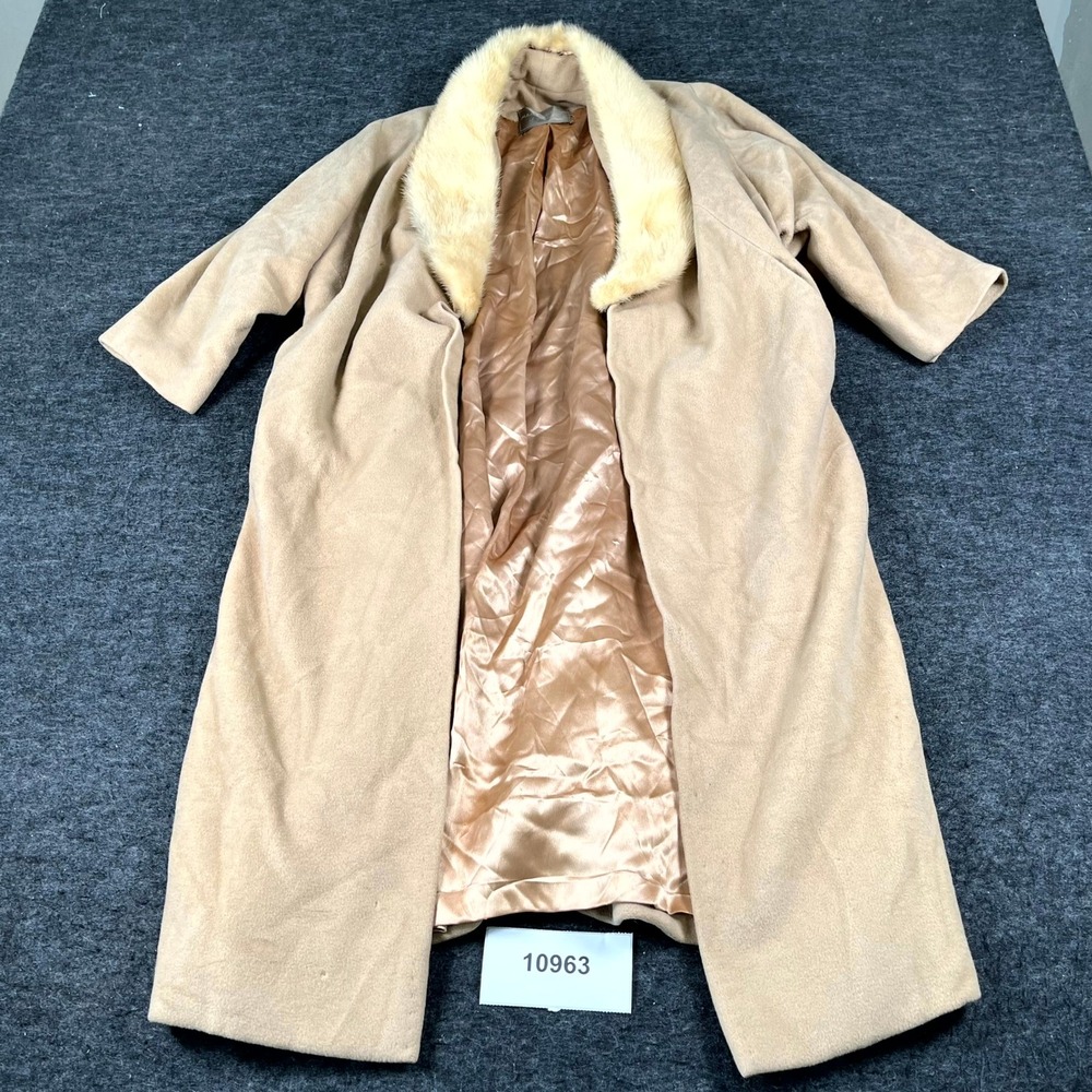 Vintage Mass Brothers of Florida Worumbo 100 Cashmere Real Fur Collar Tan XL